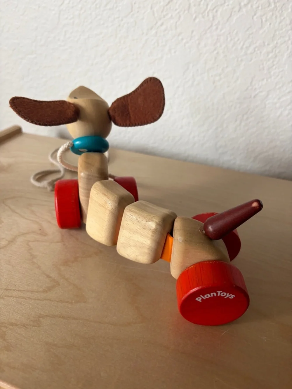 PlanToys Wooden Pull-Along Puppy Dog Toy